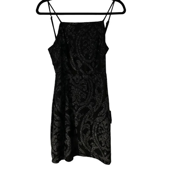 Lulus Sequin Mini Dress Size Small HOCO Homecoming Cocktail Black Low Back NWT - Picture 1 of 6
